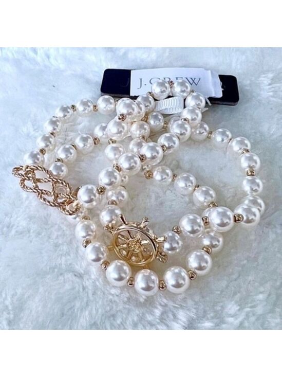 J. Crew Jewelry - J. Crew Pearl Bracelet Set‎ Nautical Charm Gold Tone Elegant Jewelry